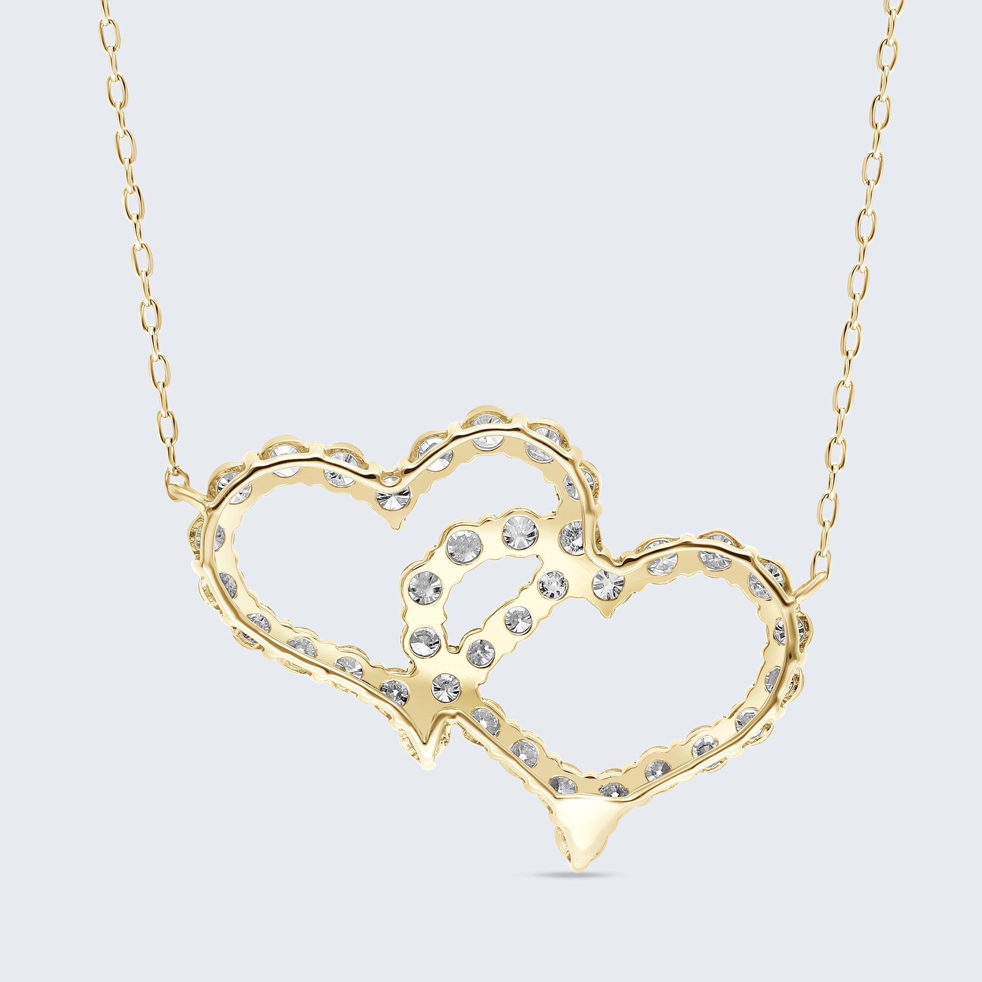 ダブルオープンハート ダイヤモンドペンダント – 18Kゴールド、1.0カラット