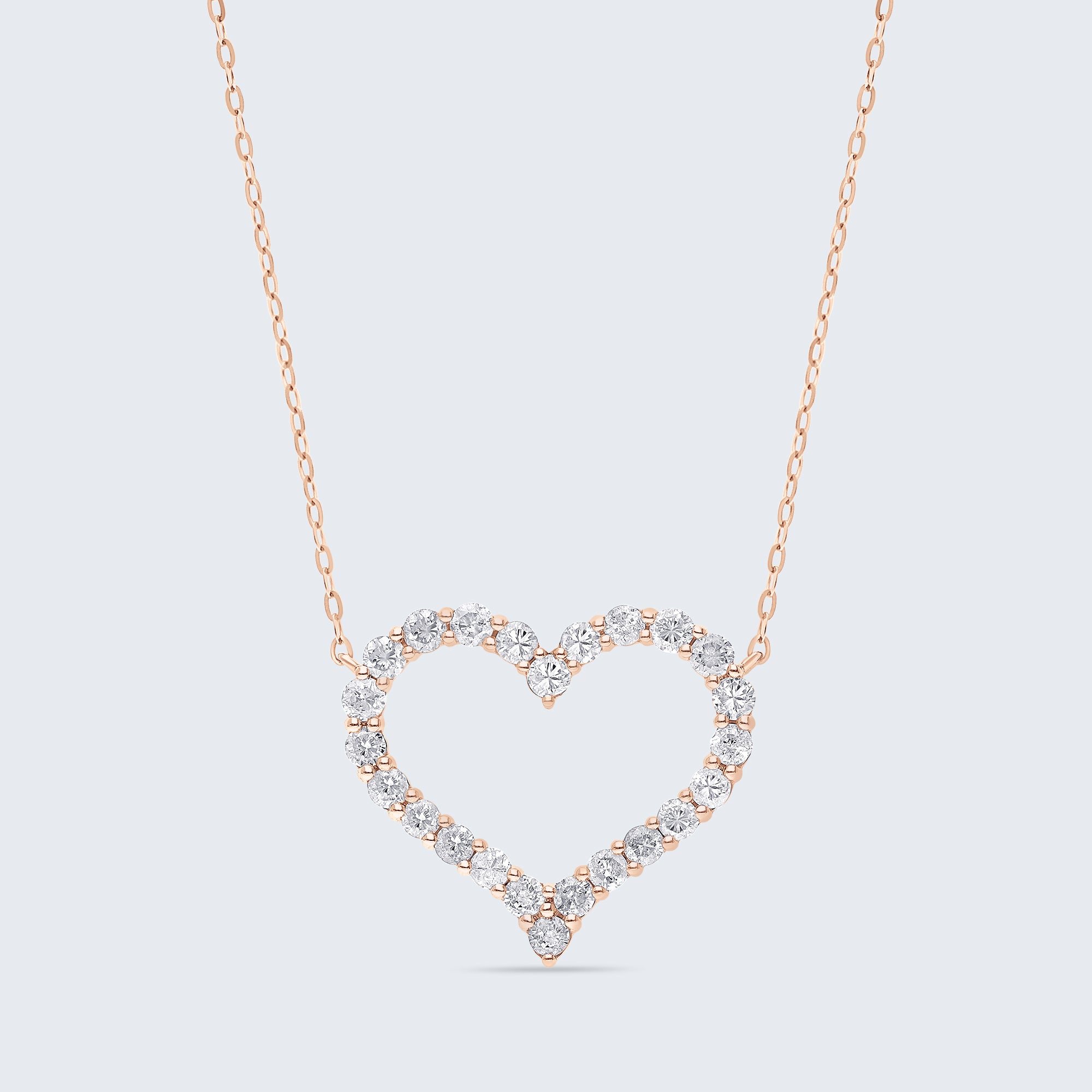 オープンハート ダイヤモンドペンダント – 18Kゴールド、0.75カラット