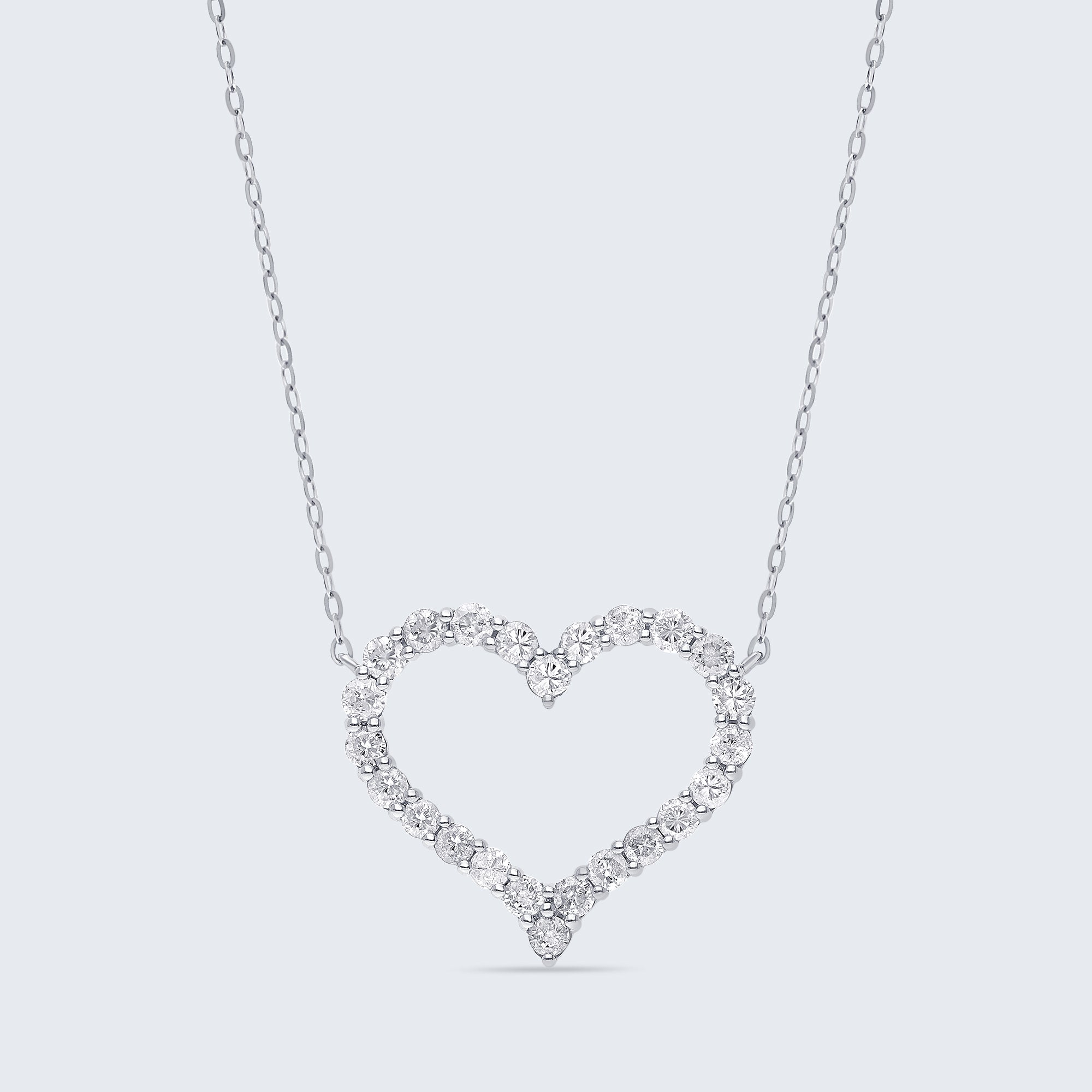 オープンハート ダイヤモンドペンダント – 18Kゴールド、0.75カラット