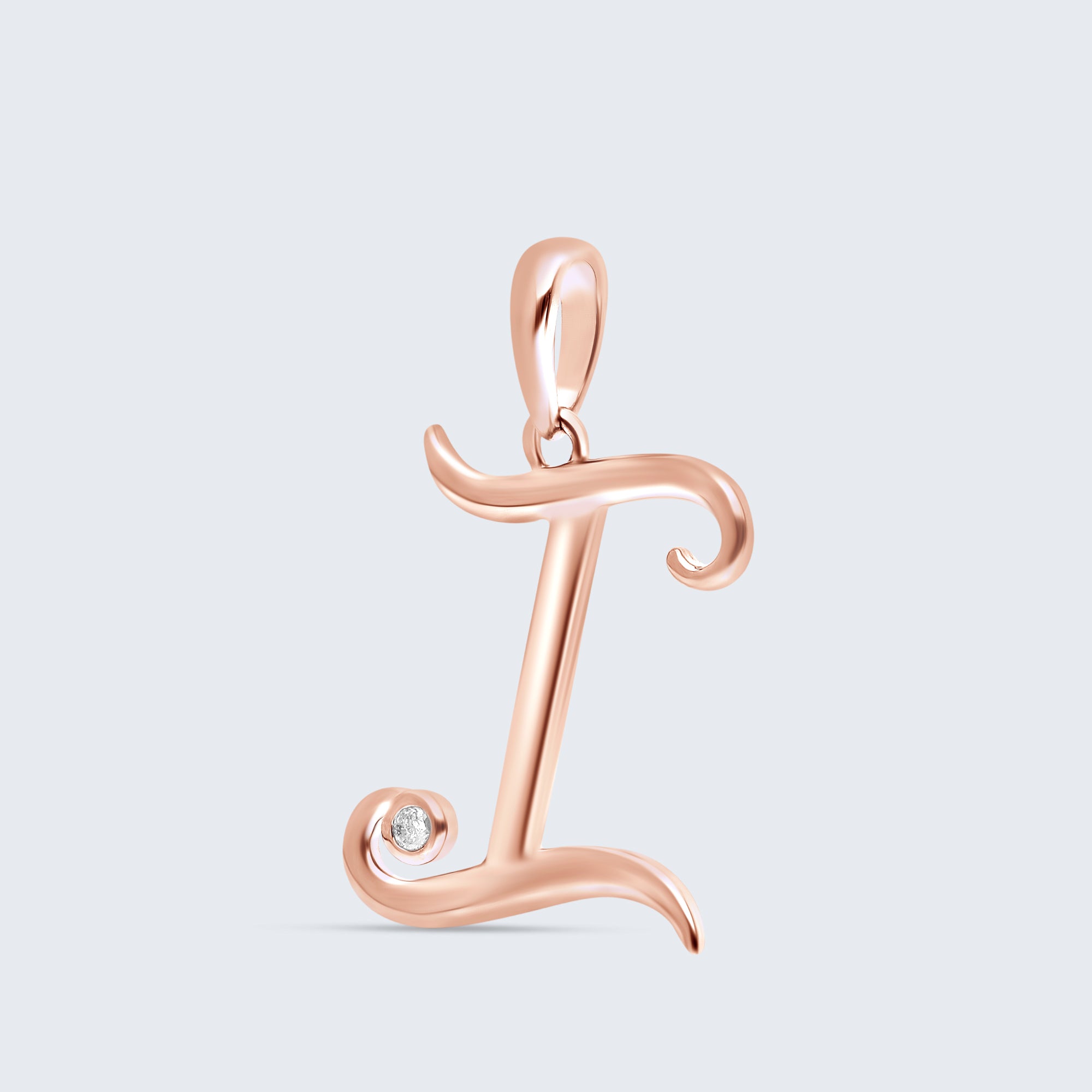 K18 イニシャルペンダント「I」 – 0.01ct ダイヤモンド（チェーンオプション）