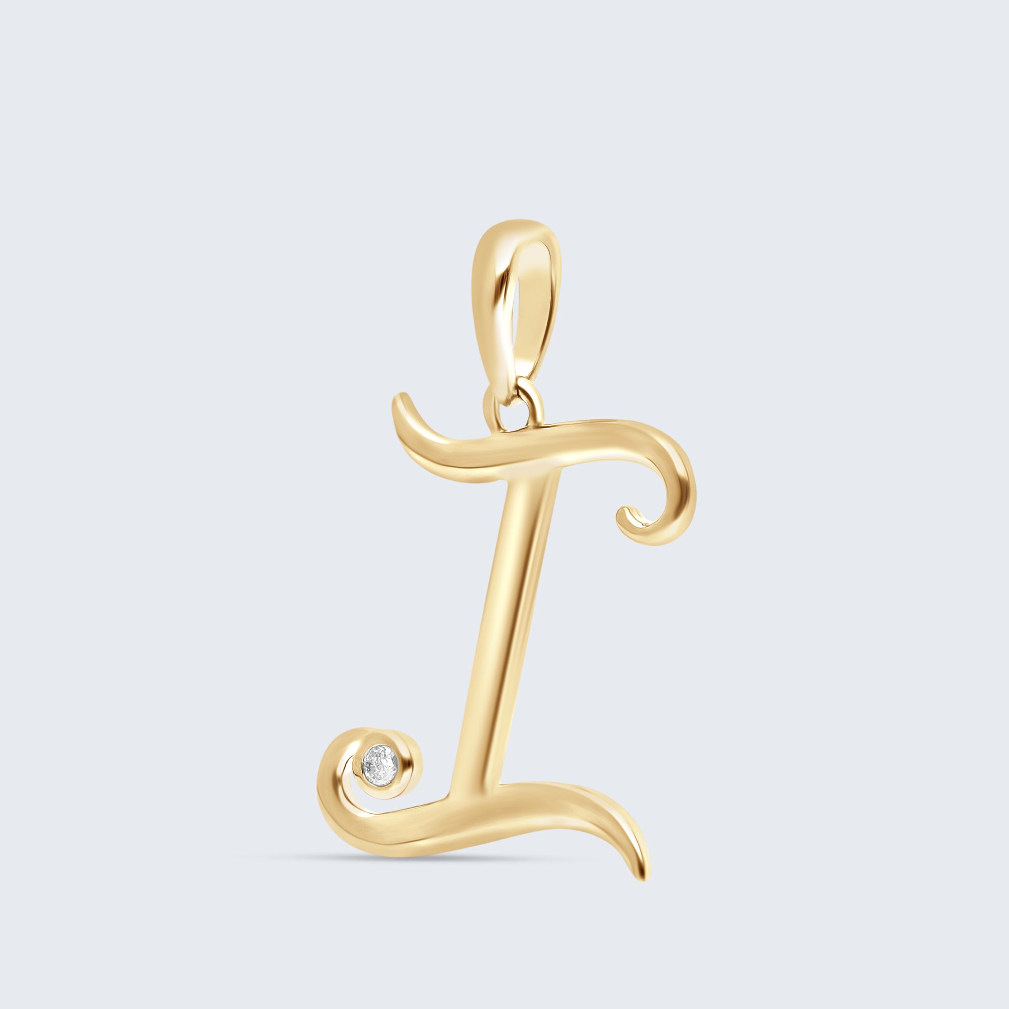 K18 イニシャルペンダント「I」 – 0.01ct ダイヤモンド（チェーンオプション）