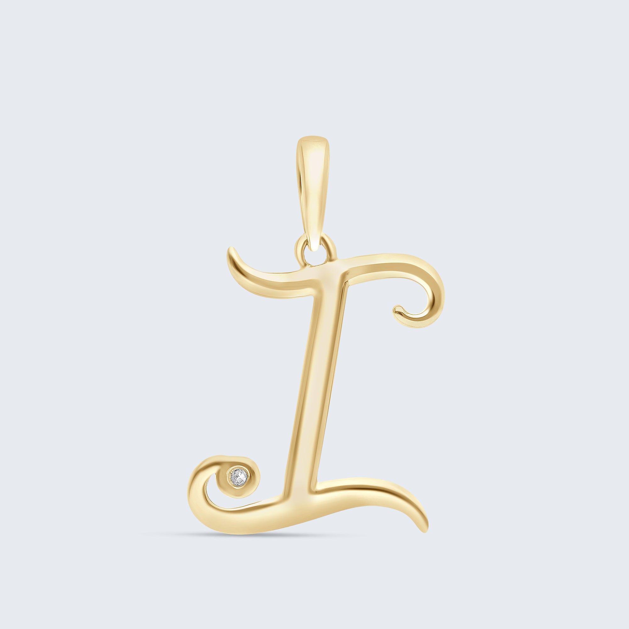 K18 イニシャルペンダント「I」 – 0.01ct ダイヤモンド（チェーンオプション）
