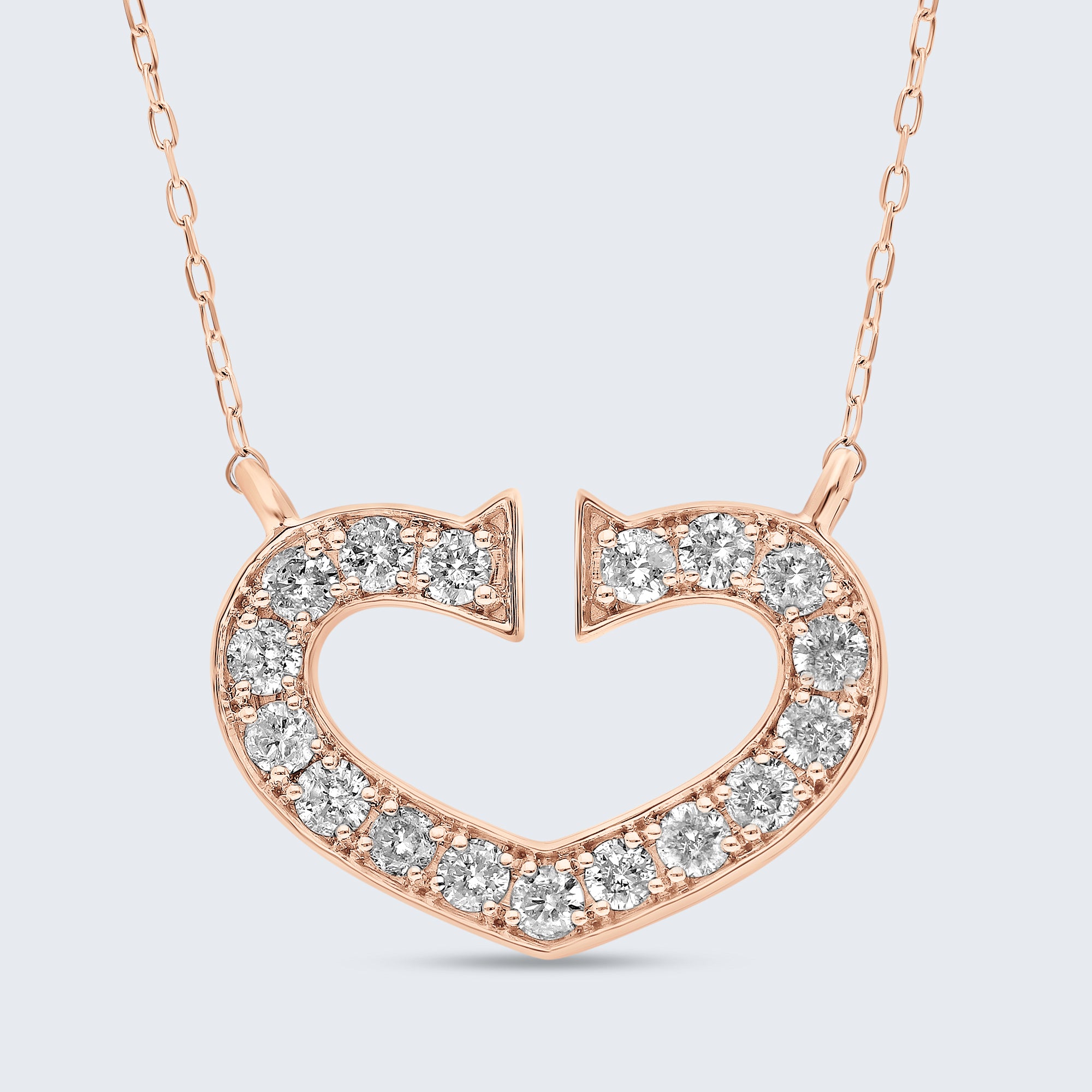 チャンキーオープンハート ダイヤモンドペンダント – 18Kゴールド、0.50カラット