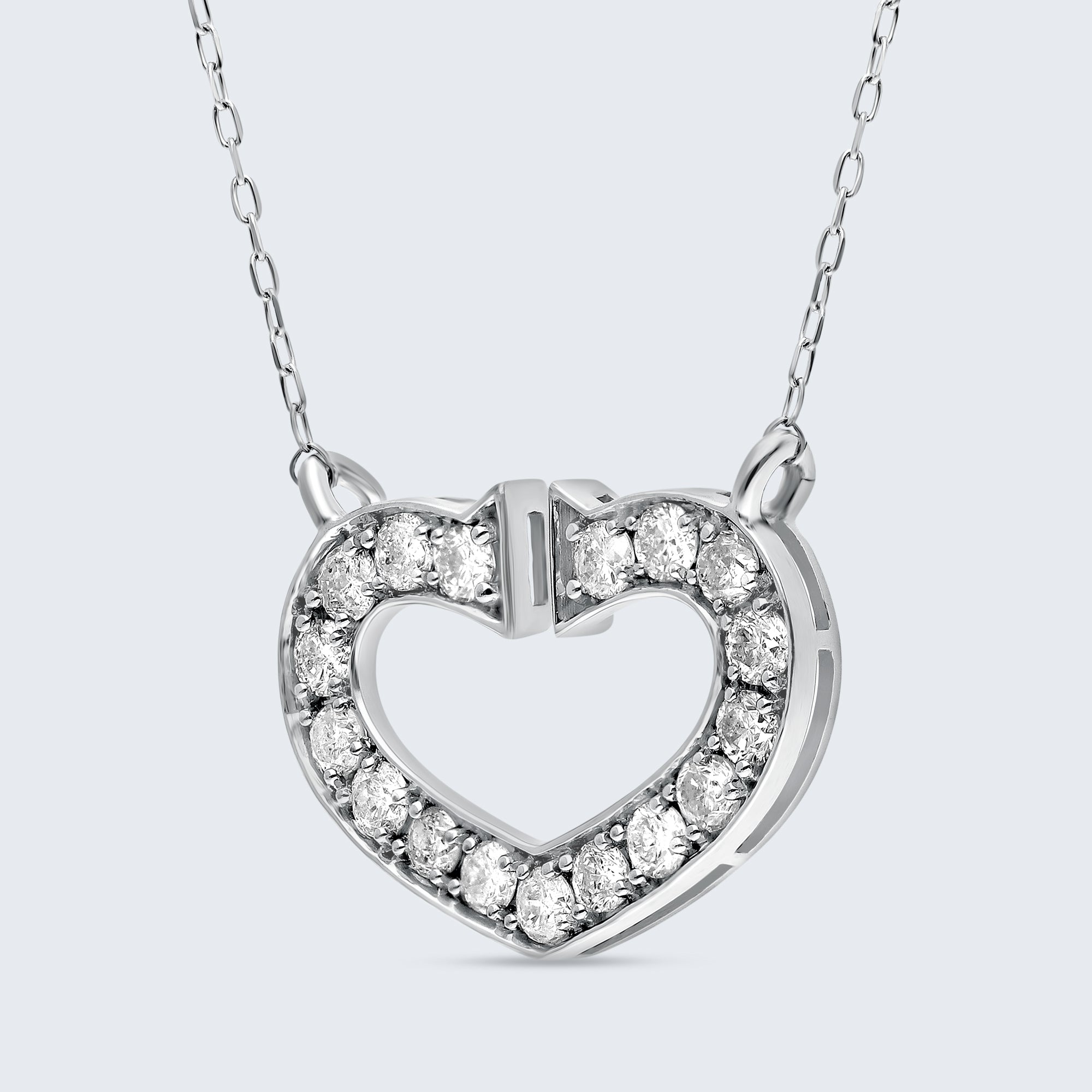 チャンキーオープンハート ダイヤモンドペンダント – 18Kゴールド、0.50カラット