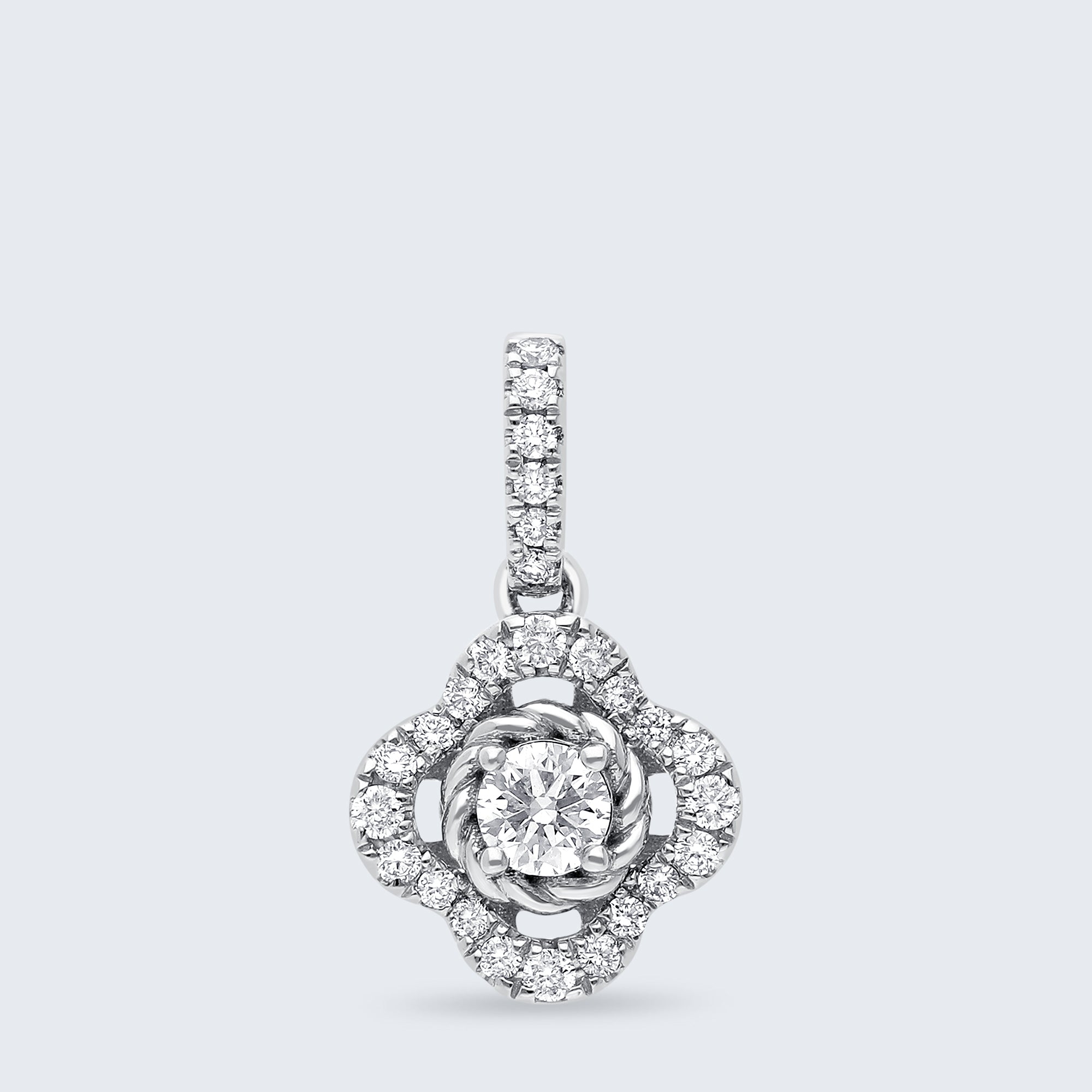 ヘイロー・ブルームダイヤモンドペンダント – K18ゴールド、0.25ct （チェーンはオプション）