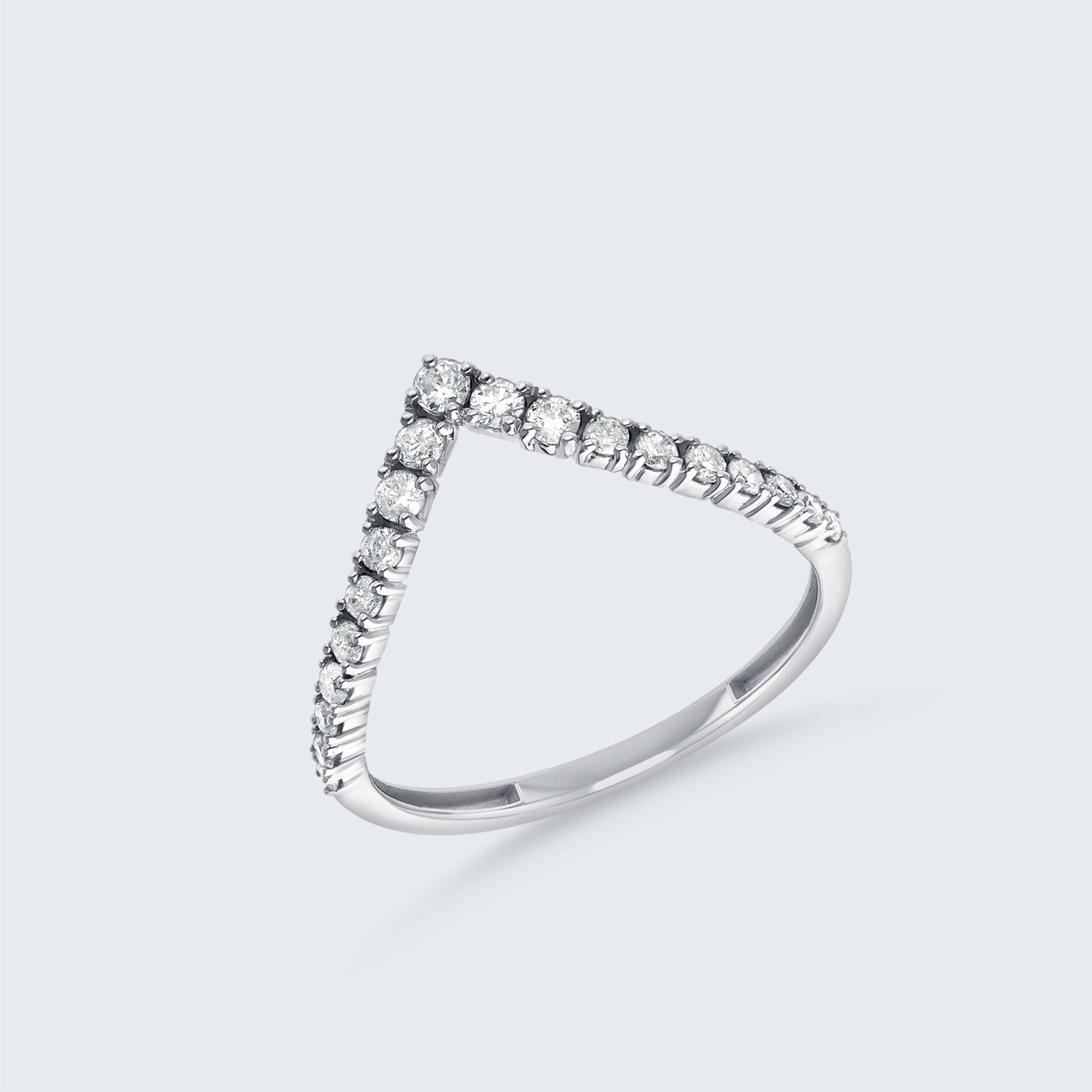 シェブロン・ダイヤモンド・リング - K18ゴールド、0.32ct