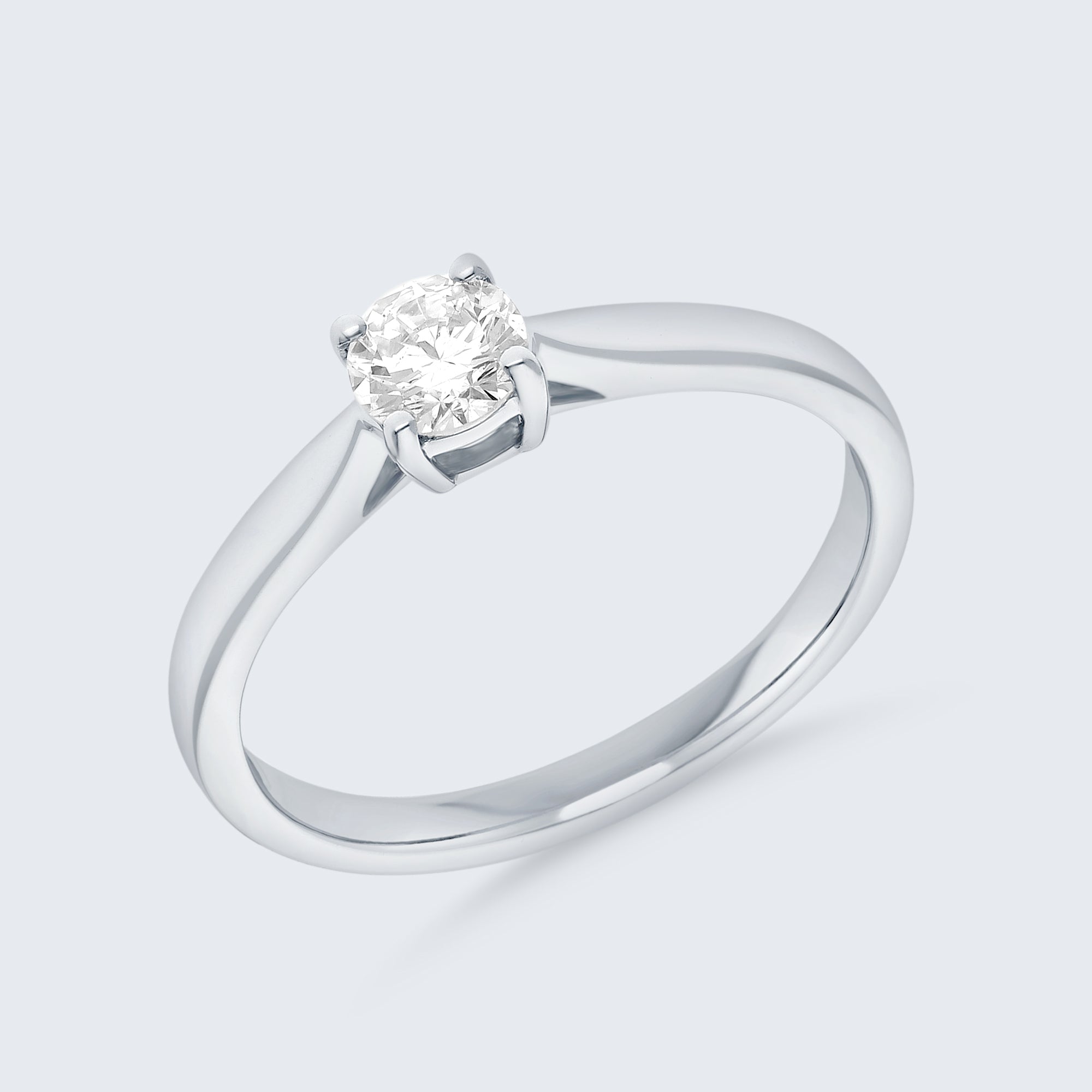 クラシック ソリティア ダイヤモンド リング – 18Kゴールド、0.30カラット