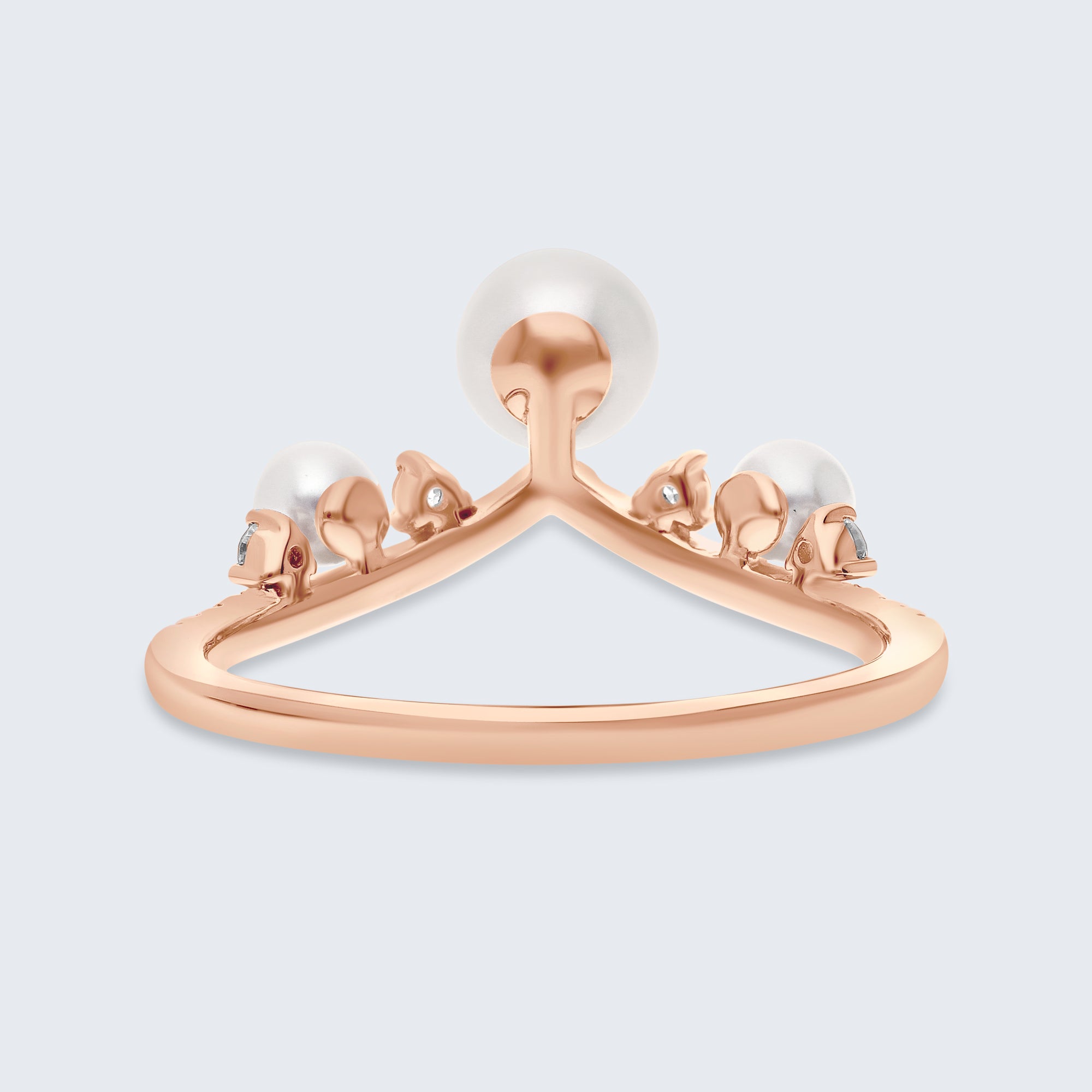 パール＆ダイヤモンド ウェーブリング – 18Kゴールド、0.20カラット