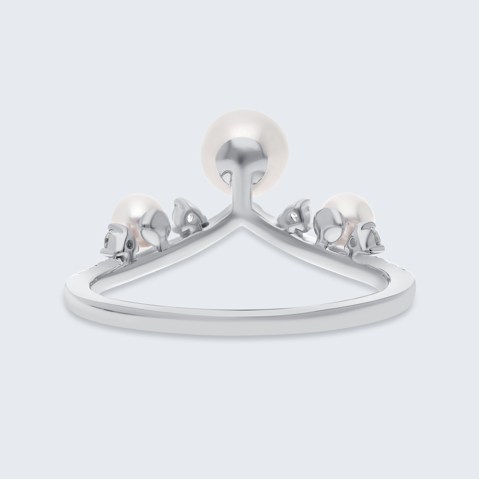 パール＆ダイヤモンド ウェーブリング – 18Kゴールド、0.20カラット