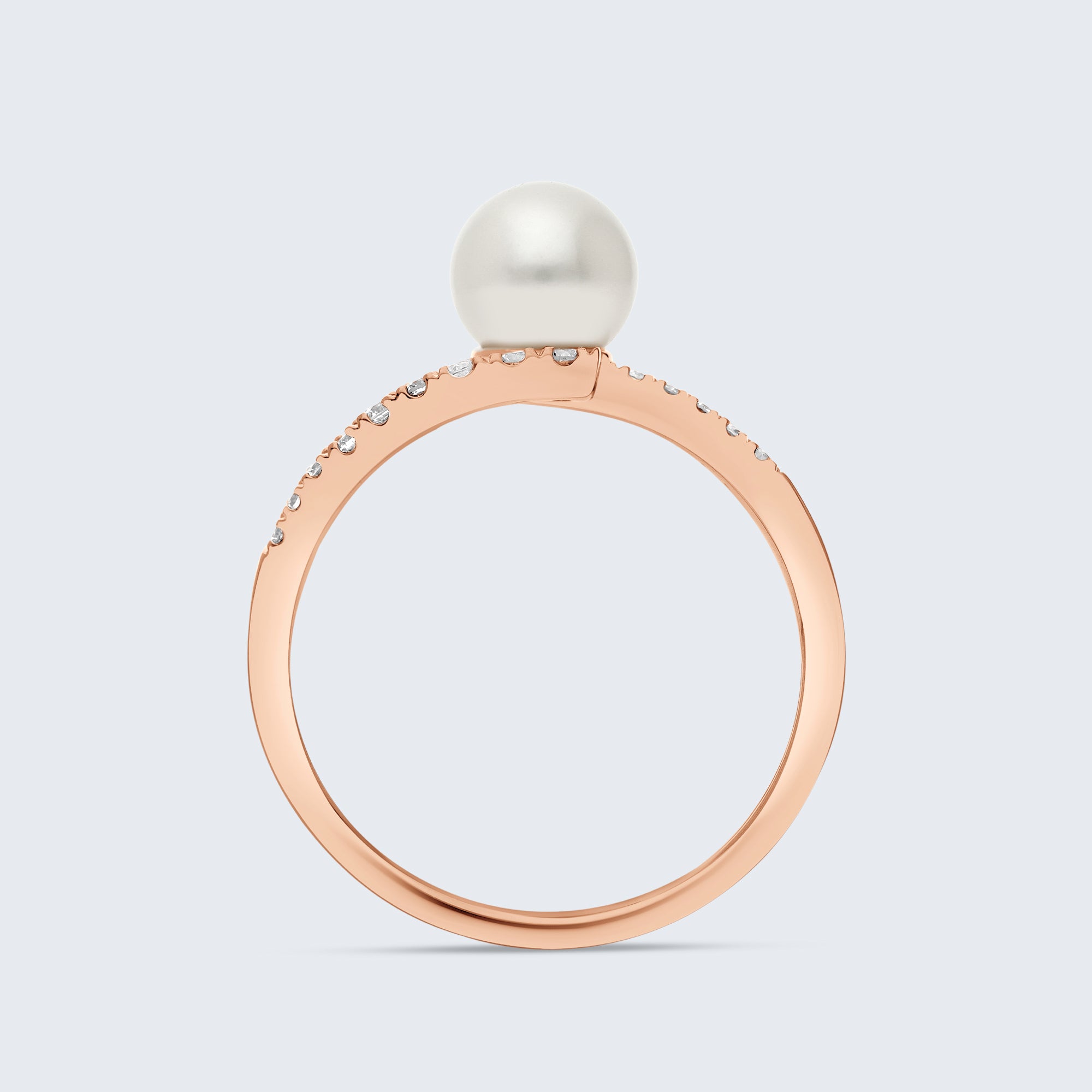 パール＆ダイヤモンド ツイストリング – 18Kゴールド、0.15カラット