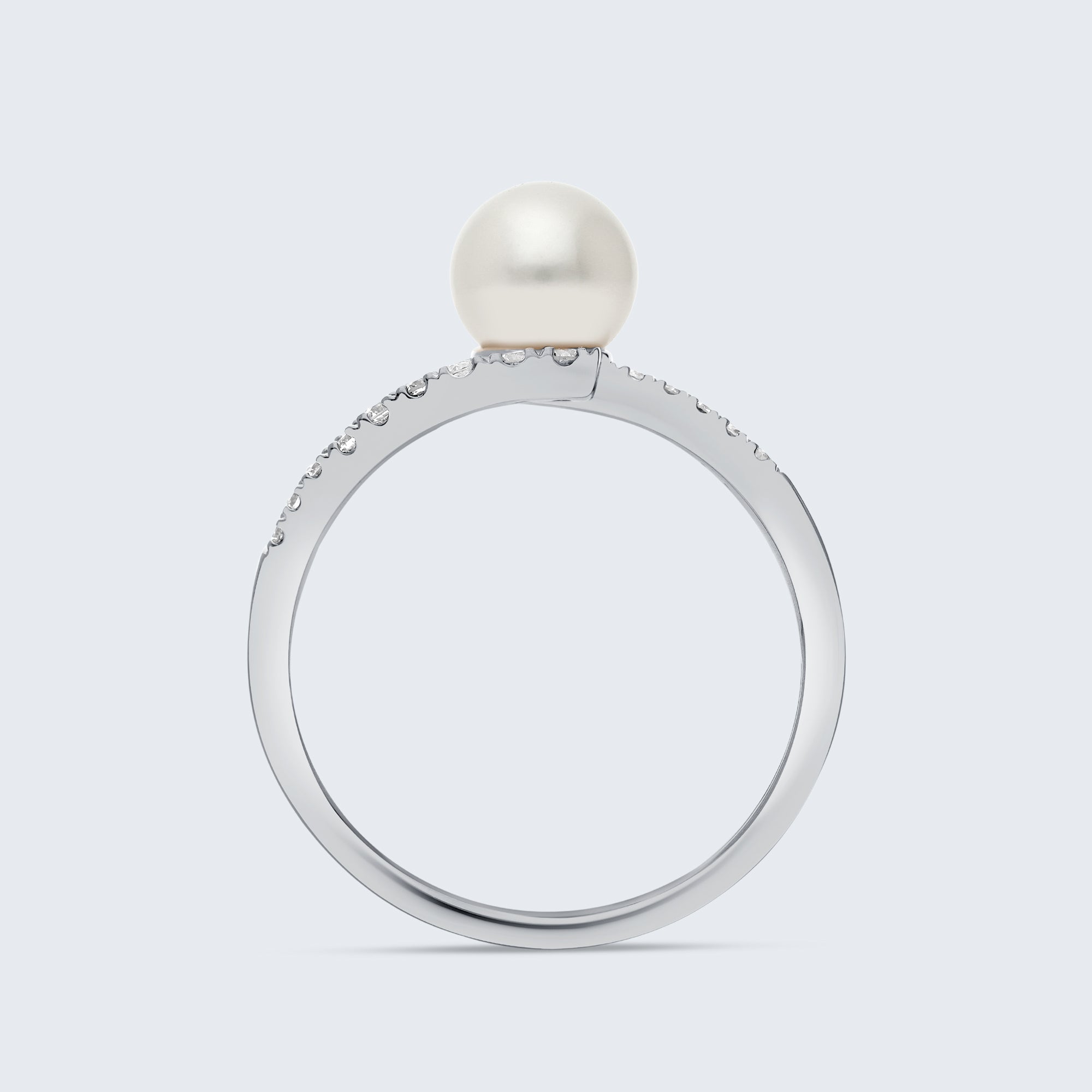 パール＆ダイヤモンド ツイストリング – 18Kゴールド、0.15カラット