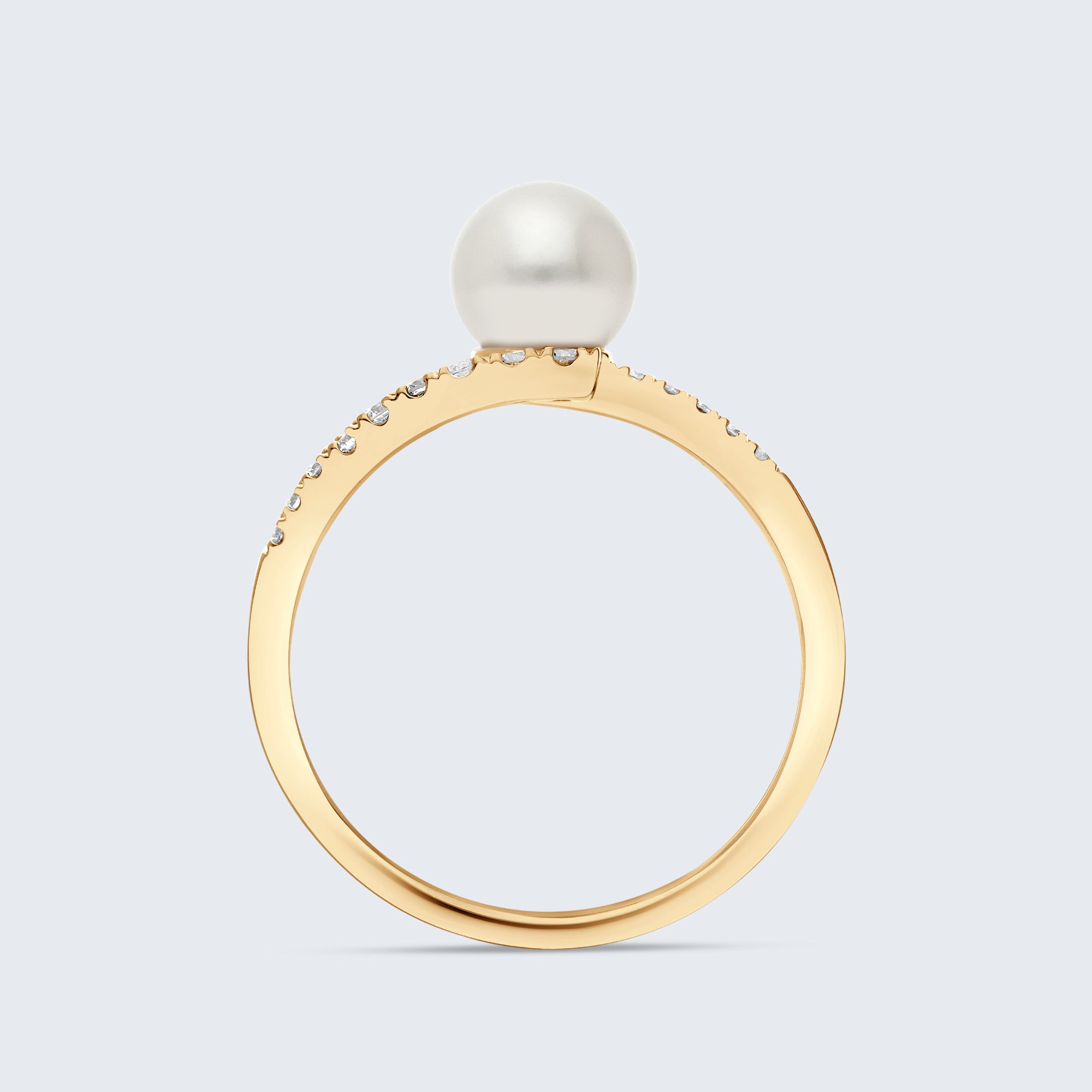 パール＆ダイヤモンド ツイストリング – 18Kゴールド、0.15カラット