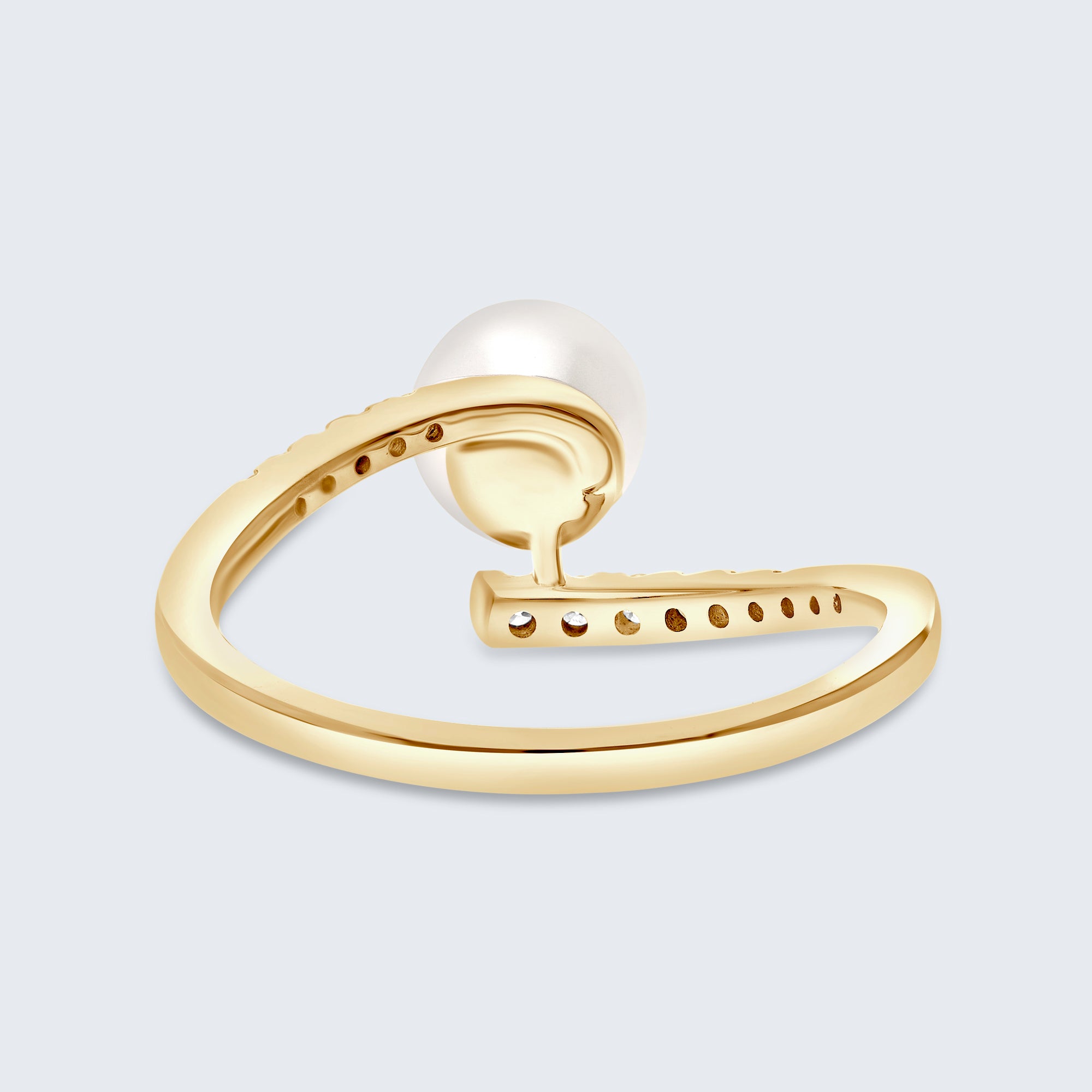 パール＆ダイヤモンド ツイストリング – 18Kゴールド、0.15カラット