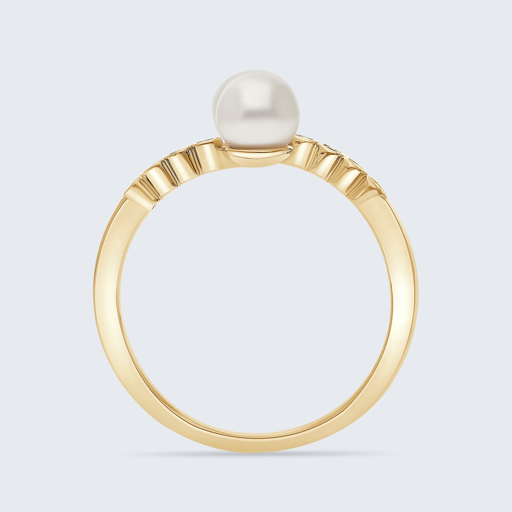 ツーパール＆ダイヤモンドリング - 18Kゴールド、0.06カラット