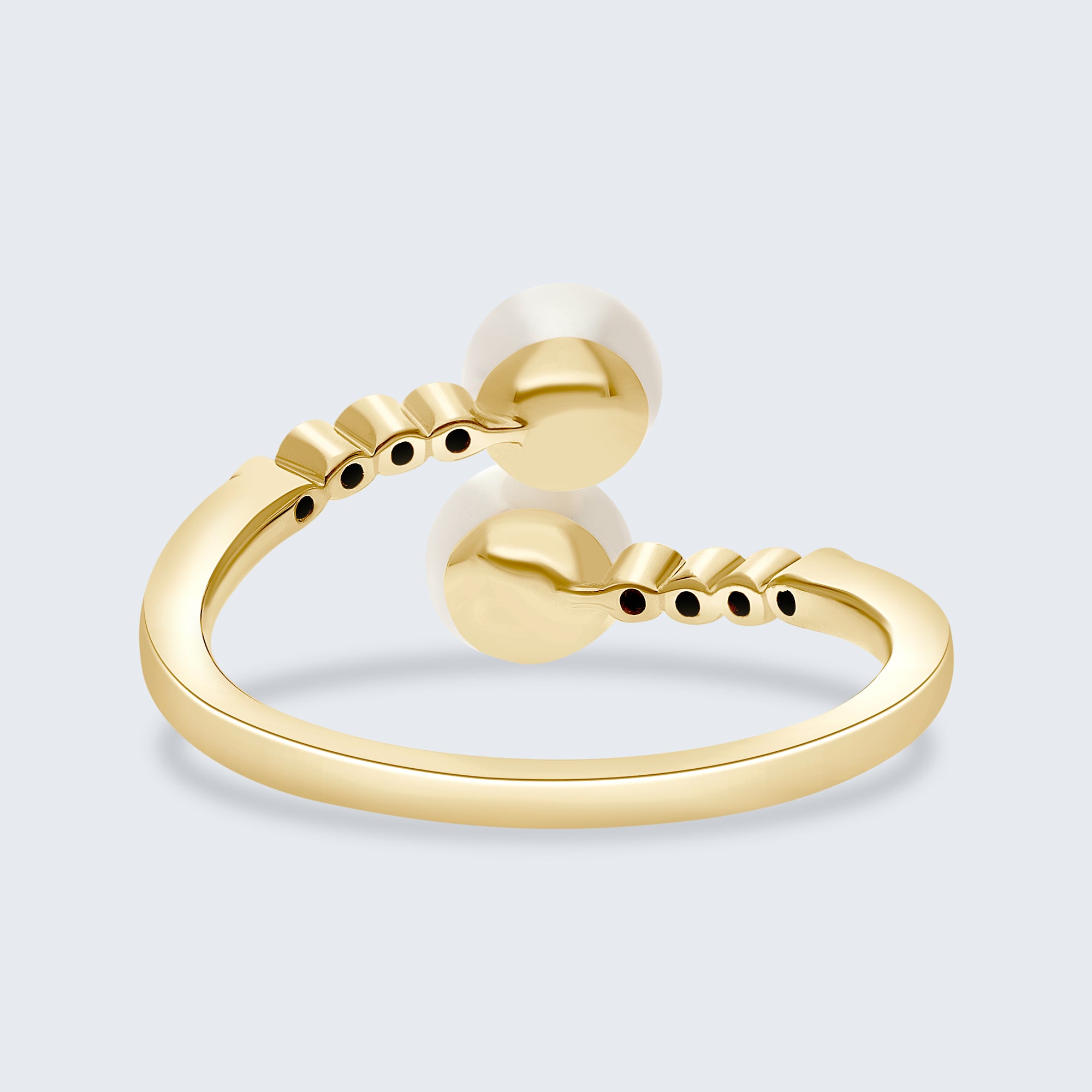 ツーパール＆ダイヤモンドリング - 18Kゴールド、0.06カラット