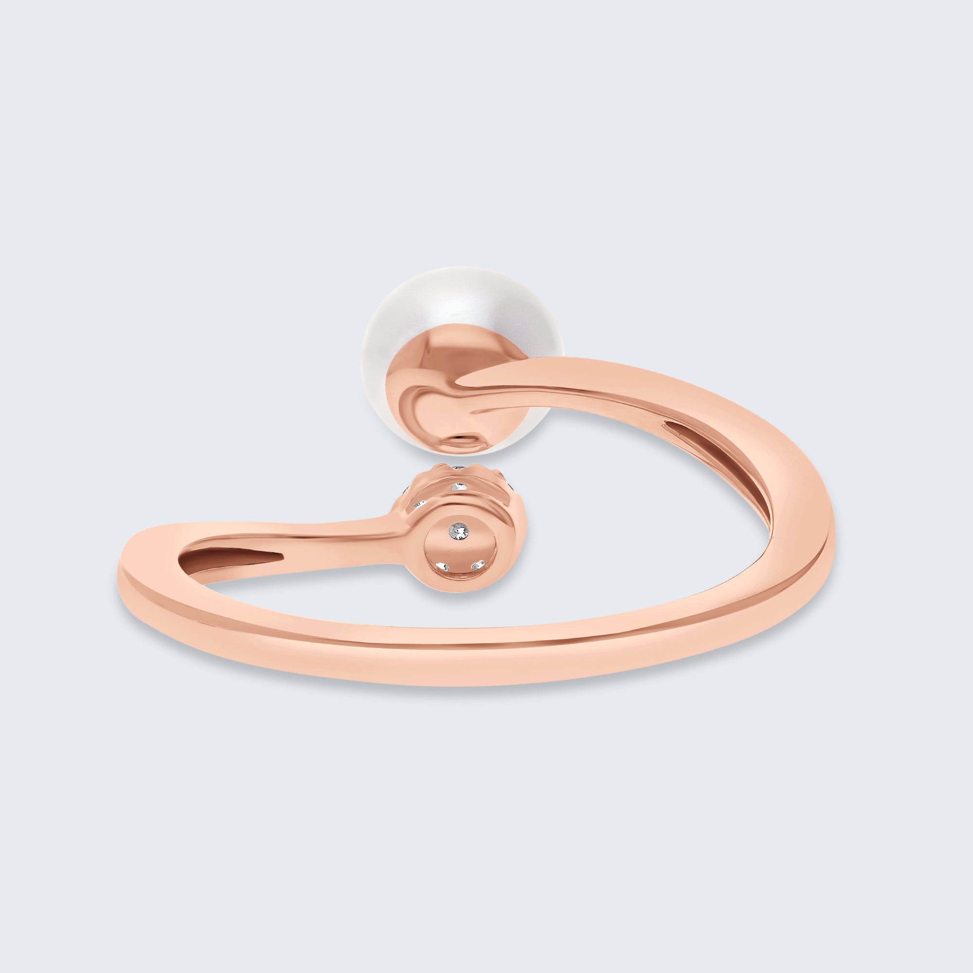 パール＆ダイヤモンド ハローリング – 18Kゴールド、0.05カラット