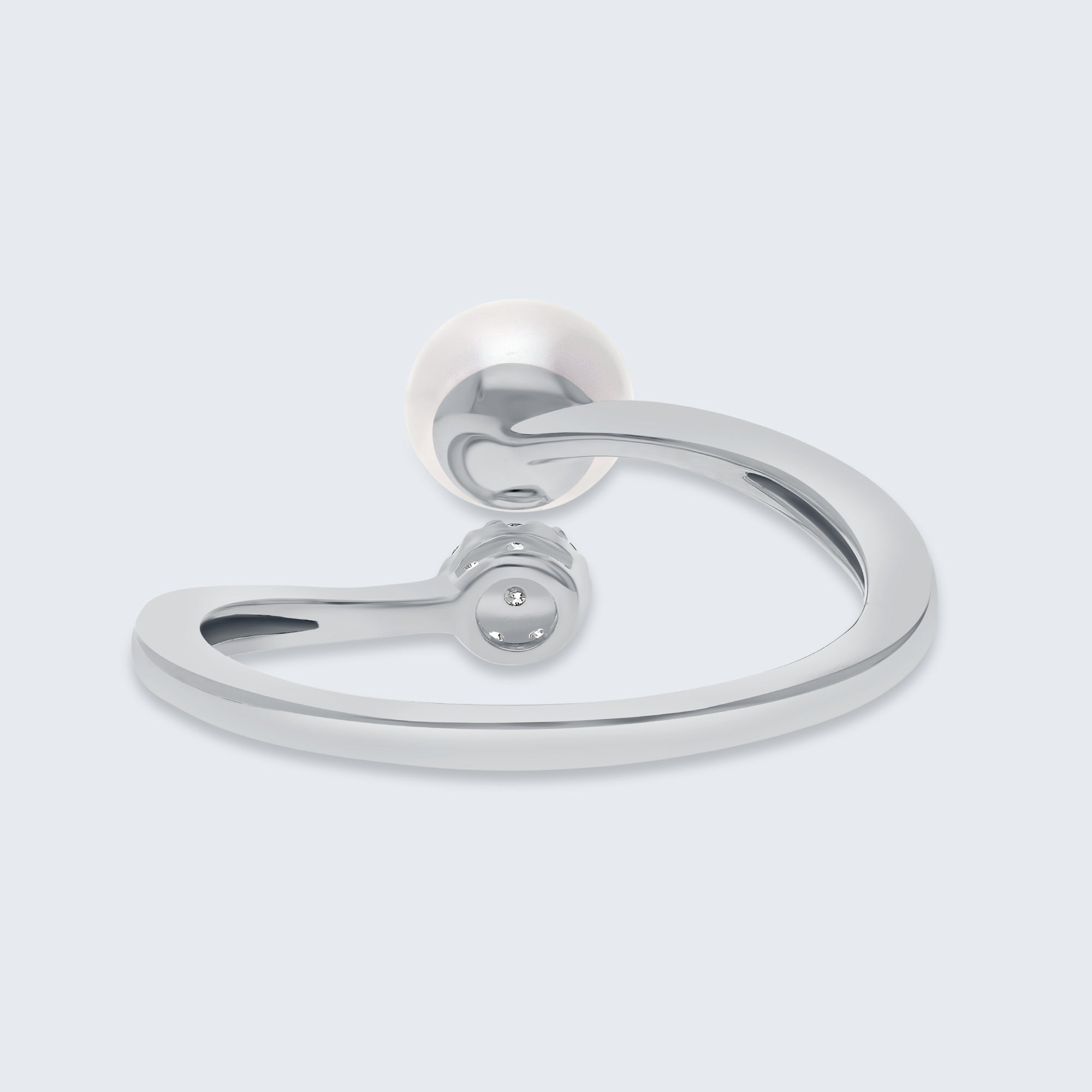 パール＆ダイヤモンド ハローリング – 18Kゴールド、0.05カラット