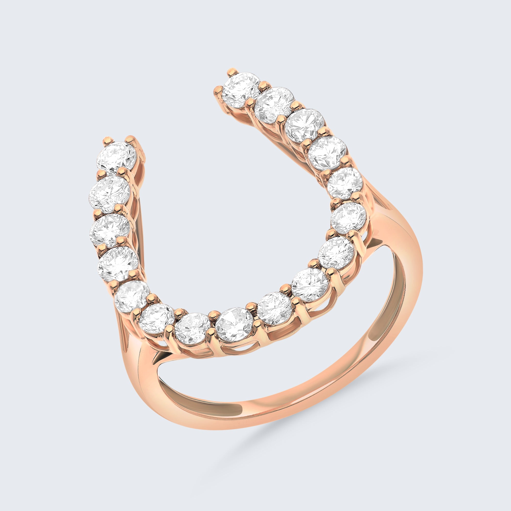 ホースシュー ダイヤモンド リング – 18Kゴールド、1.0カラット