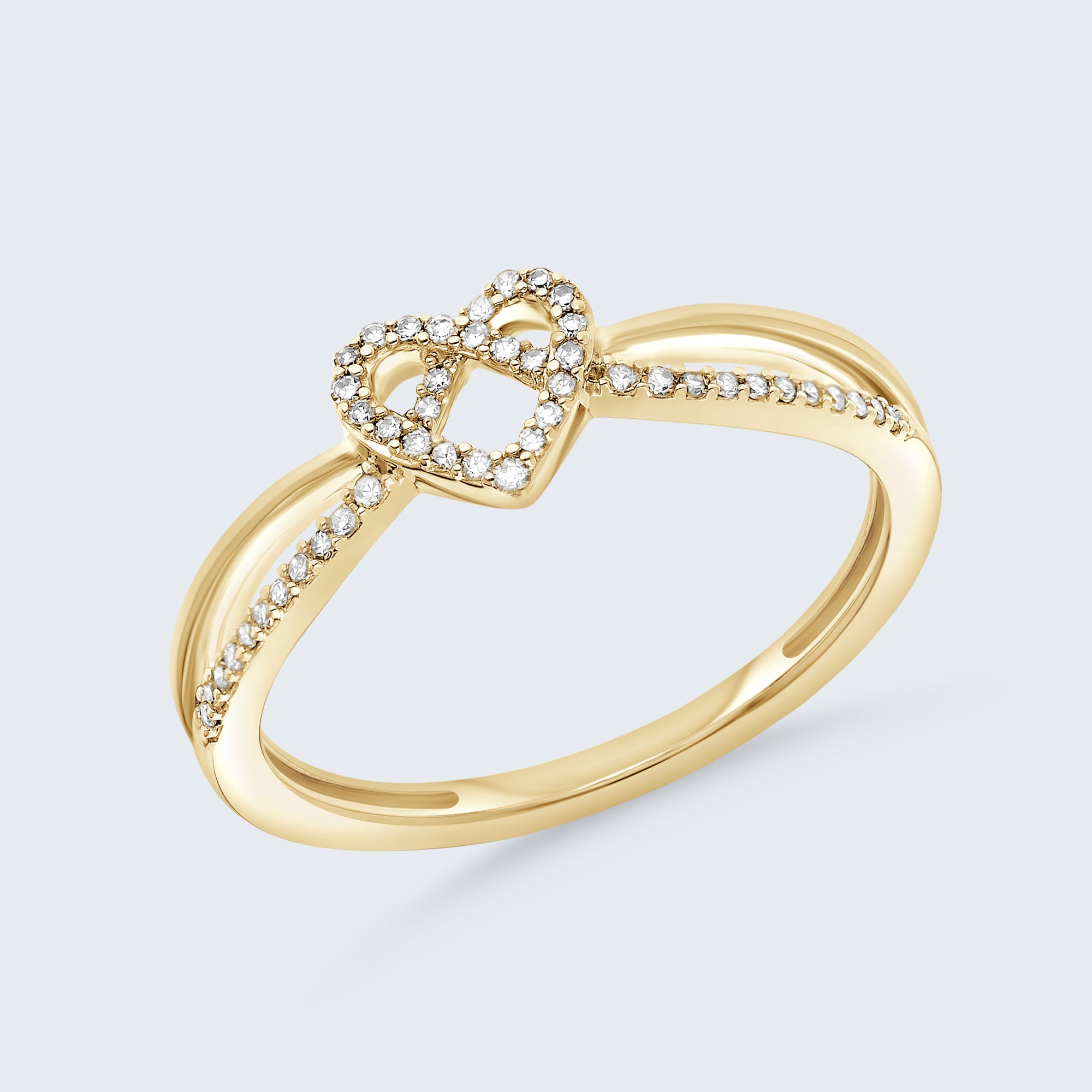 ハート インフィニティ ダイヤモンド リング – 18Kゴールド、0.10カラット