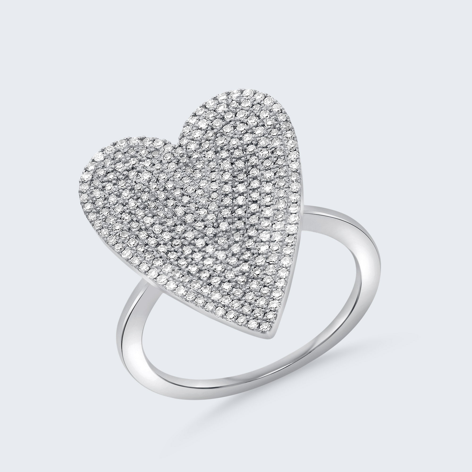 パヴェハート ダイヤモンドリング - 18Kゴールド、0.60カラット