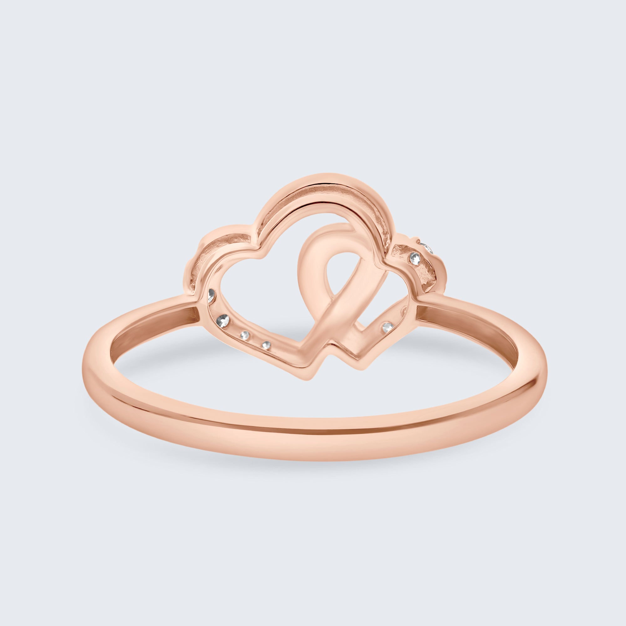 ツイン オープンハート ダイヤモンド リング – 18Kゴールド、0.07カラット