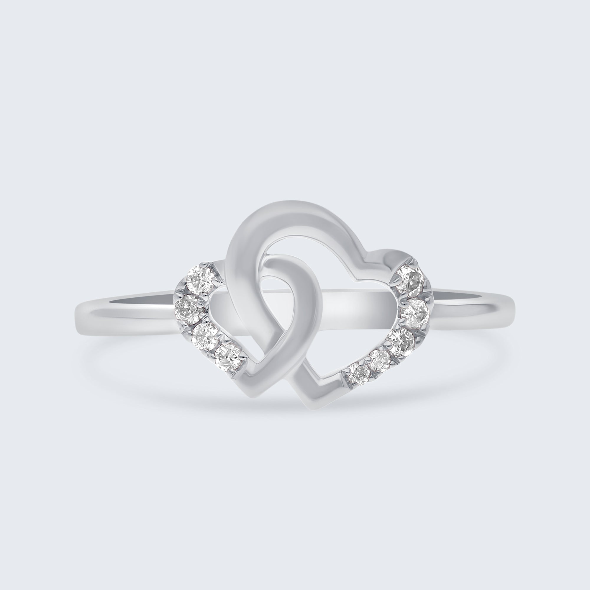 ツイン オープンハート ダイヤモンド リング – 18Kゴールド、0.07カラット