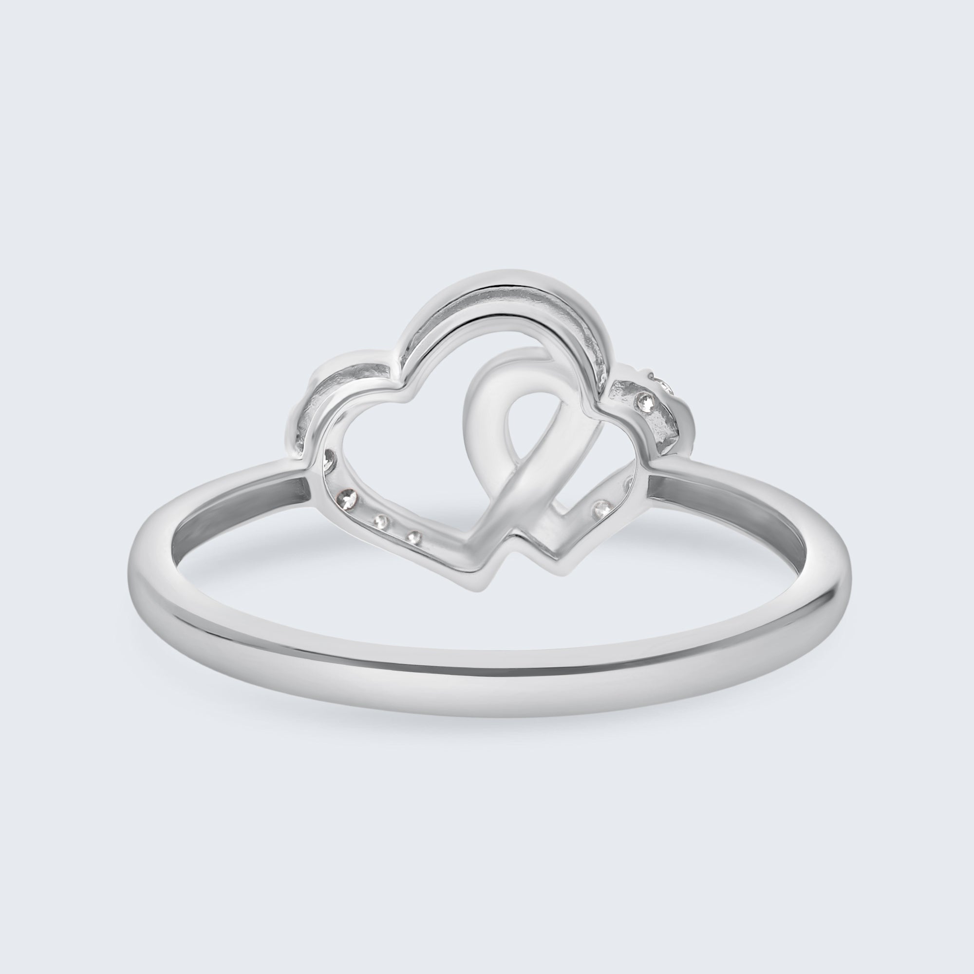 ツイン オープンハート ダイヤモンド リング – 18Kゴールド、0.07カラット