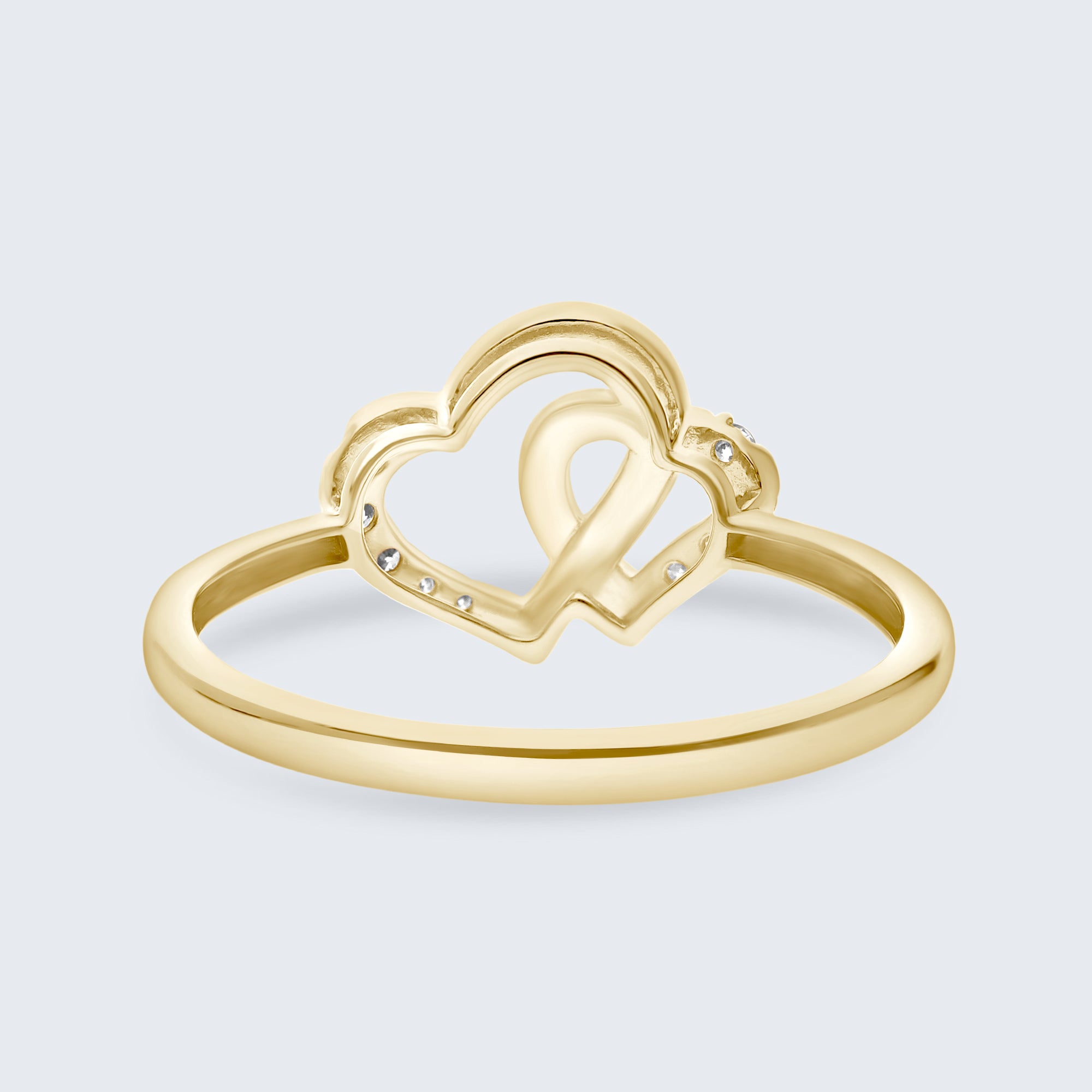 ツイン オープンハート ダイヤモンド リング – 18Kゴールド、0.07カラット