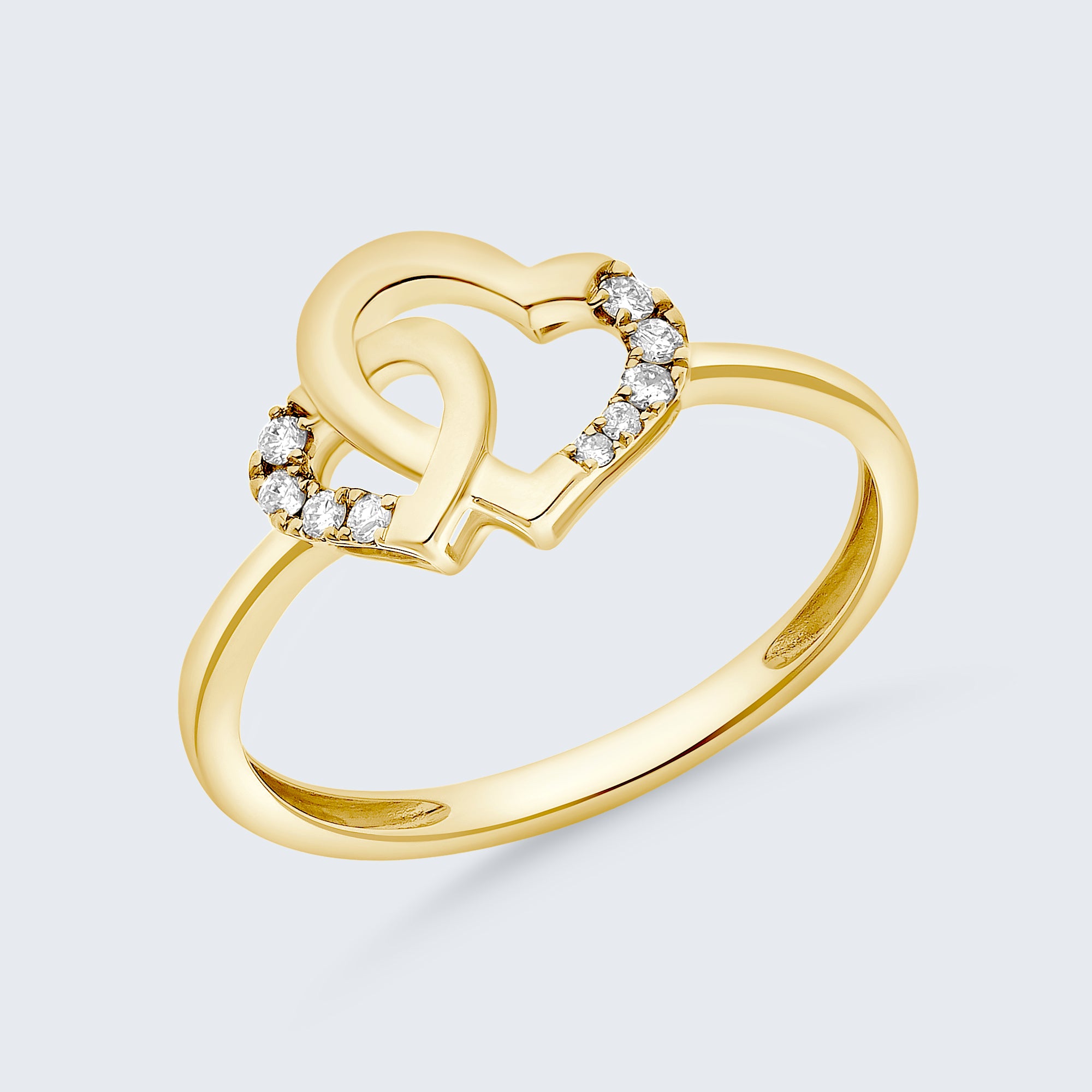 ツイン オープンハート ダイヤモンド リング – 18Kゴールド、0.07カラット