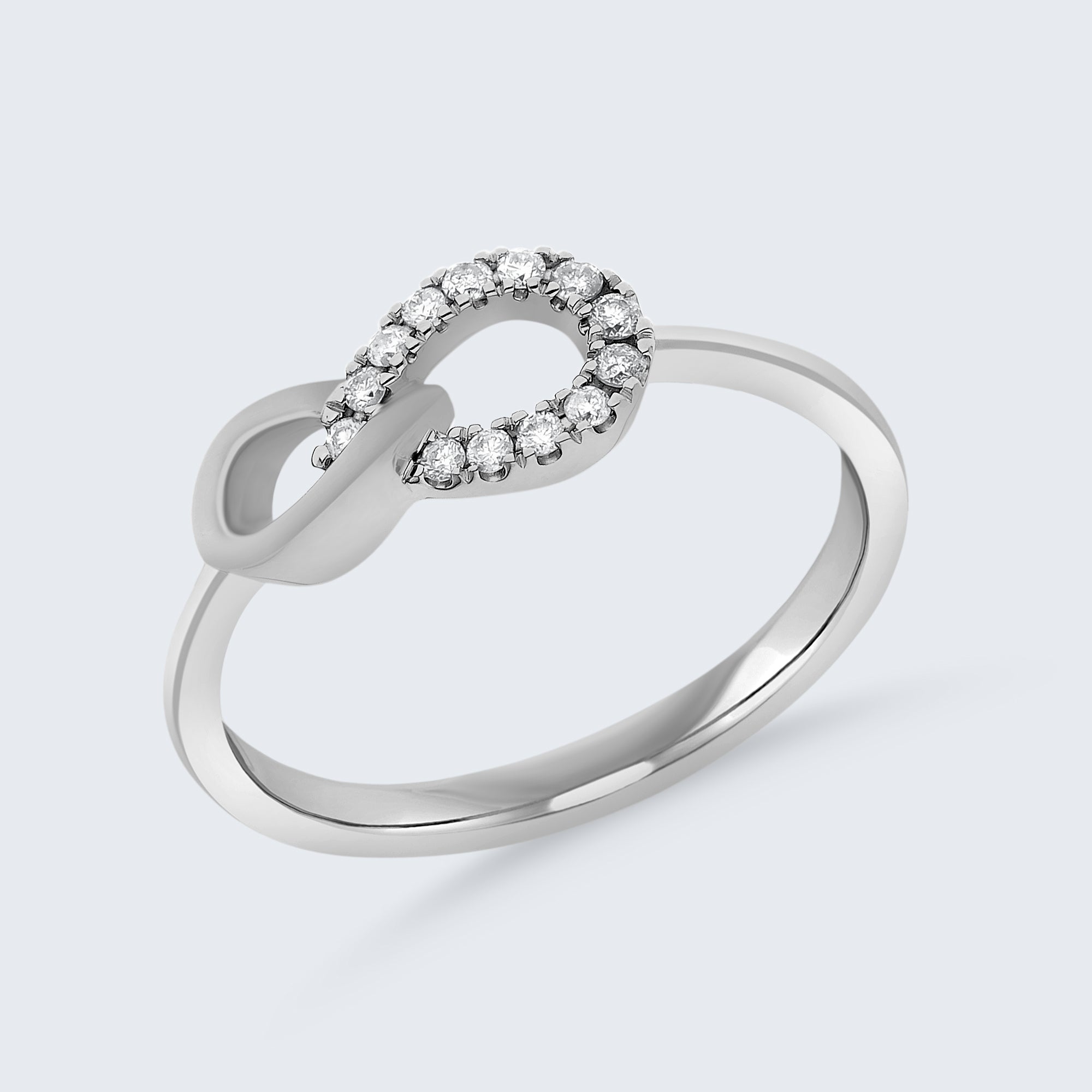 インフィニティ ノット ダイヤモンド リング – 18Kゴールド、0.10カラット