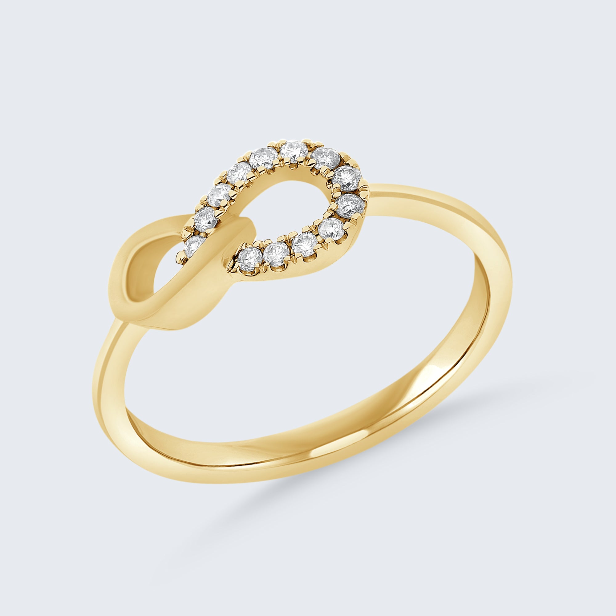 インフィニティ ノット ダイヤモンド リング – 18Kゴールド、0.10カラット