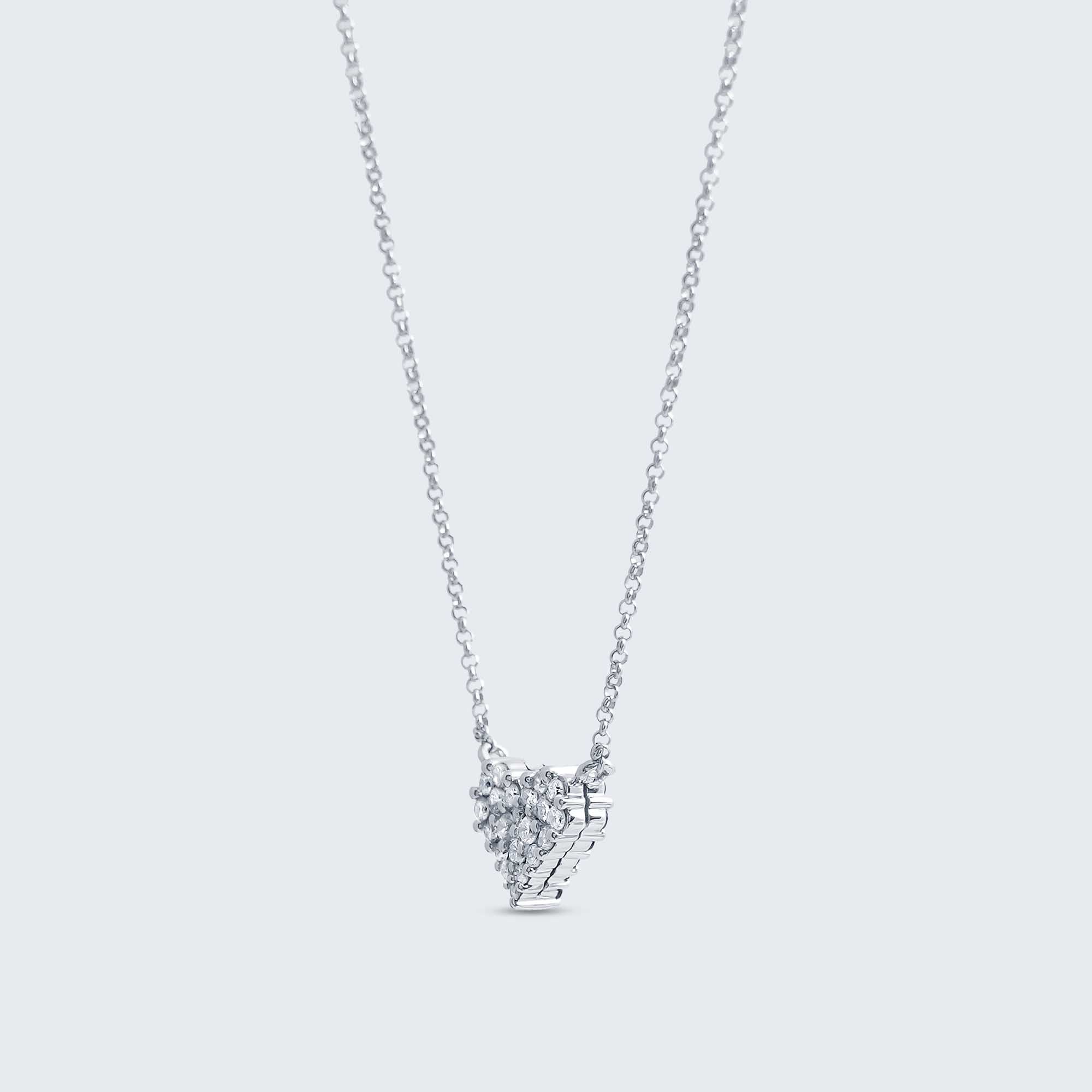 【ネックレストップ】K18WG D0.15ct ハート型 ホワイトゴールドダイヤモンド