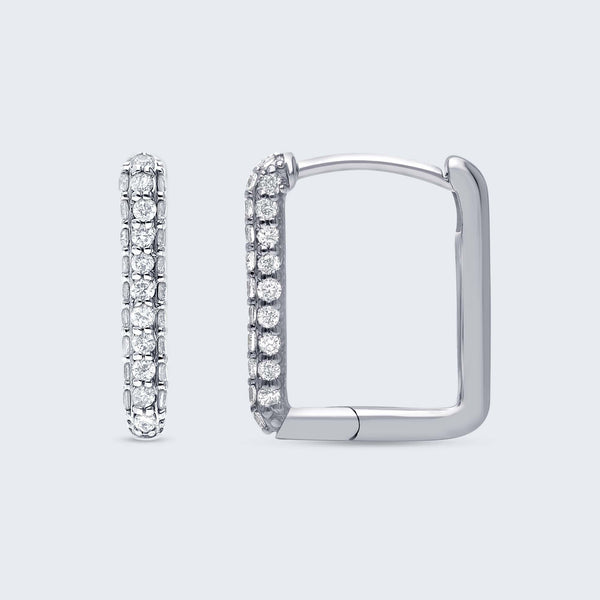 K18 0.20ct ダイヤスクエアフープピアス