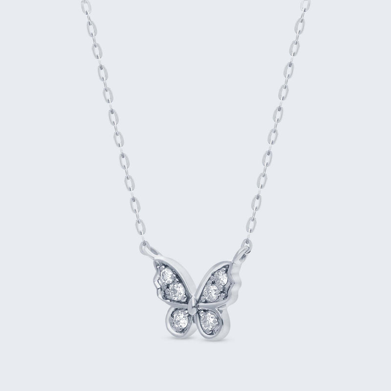 K18 0.11ct ダイヤバタフライペンダント