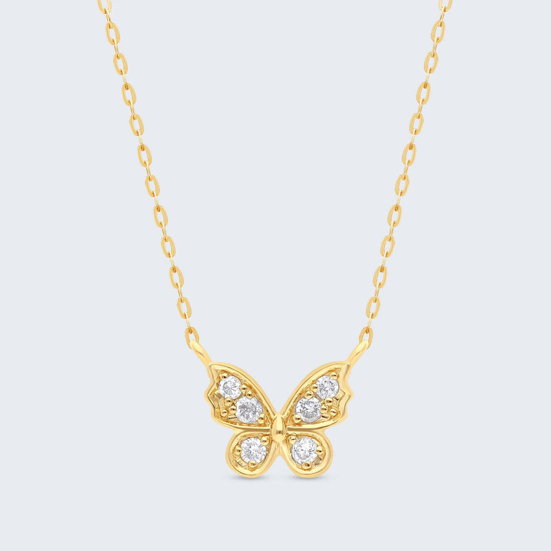 K18 0.11ct ダイヤバタフライペンダント
